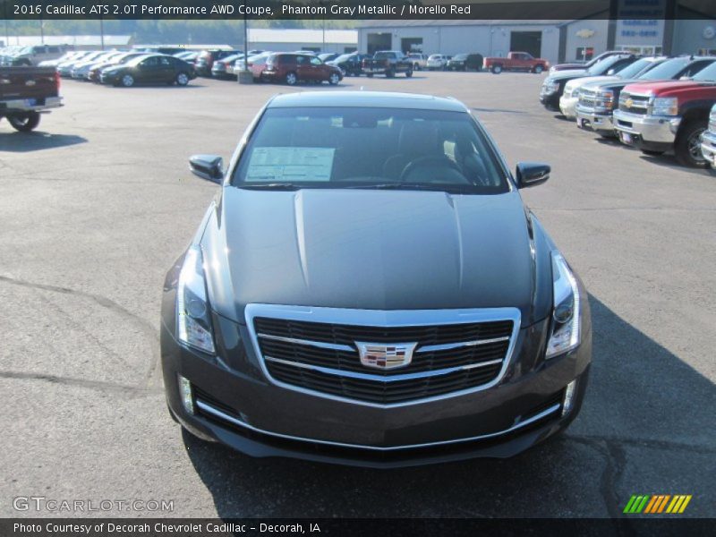 Phantom Gray Metallic / Morello Red 2016 Cadillac ATS 2.0T Performance AWD Coupe