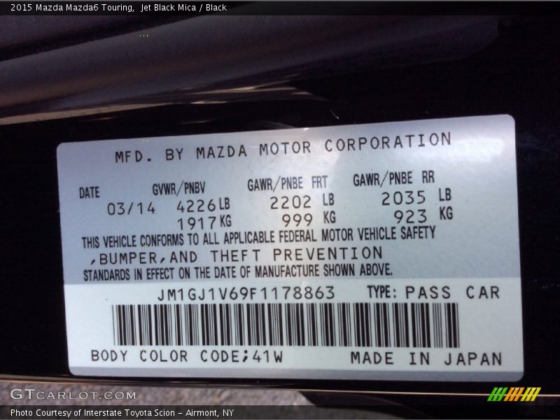 Jet Black Mica / Black 2015 Mazda Mazda6 Touring
