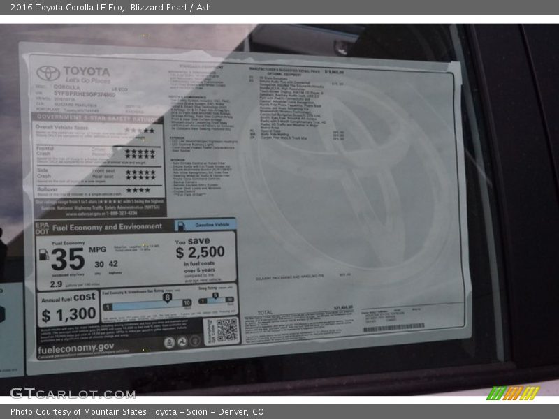 Blizzard Pearl / Ash 2016 Toyota Corolla LE Eco