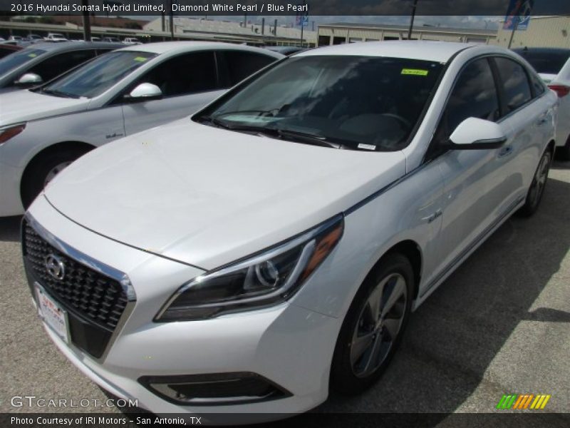 Diamond White Pearl / Blue Pearl 2016 Hyundai Sonata Hybrid Limited