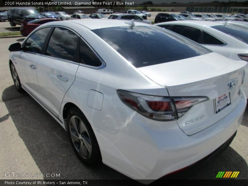 Diamond White Pearl / Blue Pearl 2016 Hyundai Sonata Hybrid Limited