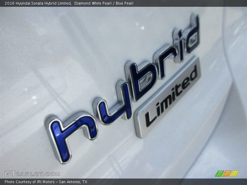 Diamond White Pearl / Blue Pearl 2016 Hyundai Sonata Hybrid Limited