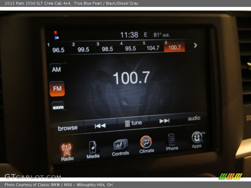True Blue Pearl / Black/Diesel Gray 2013 Ram 1500 SLT Crew Cab 4x4