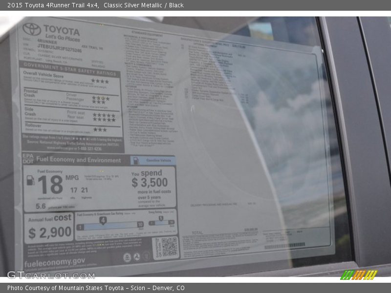 Classic Silver Metallic / Black 2015 Toyota 4Runner Trail 4x4