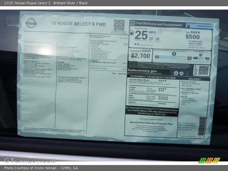 Brilliant Silver / Black 2015 Nissan Rogue Select S
