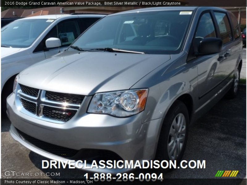 Billet Silver Metallic / Black/Light Graystone 2016 Dodge Grand Caravan American Value Package
