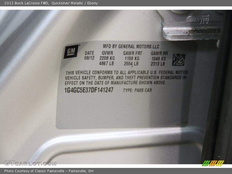 Quicksilver Metallic / Ebony 2013 Buick LaCrosse FWD