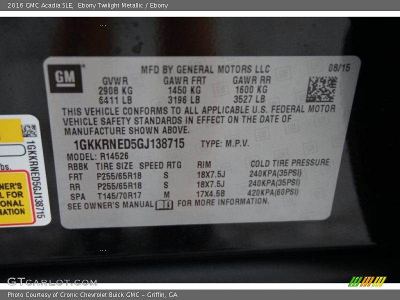 Ebony Twilight Metallic / Ebony 2016 GMC Acadia SLE