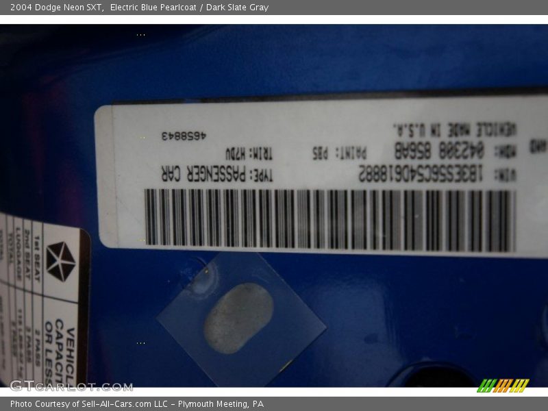 Electric Blue Pearlcoat / Dark Slate Gray 2004 Dodge Neon SXT