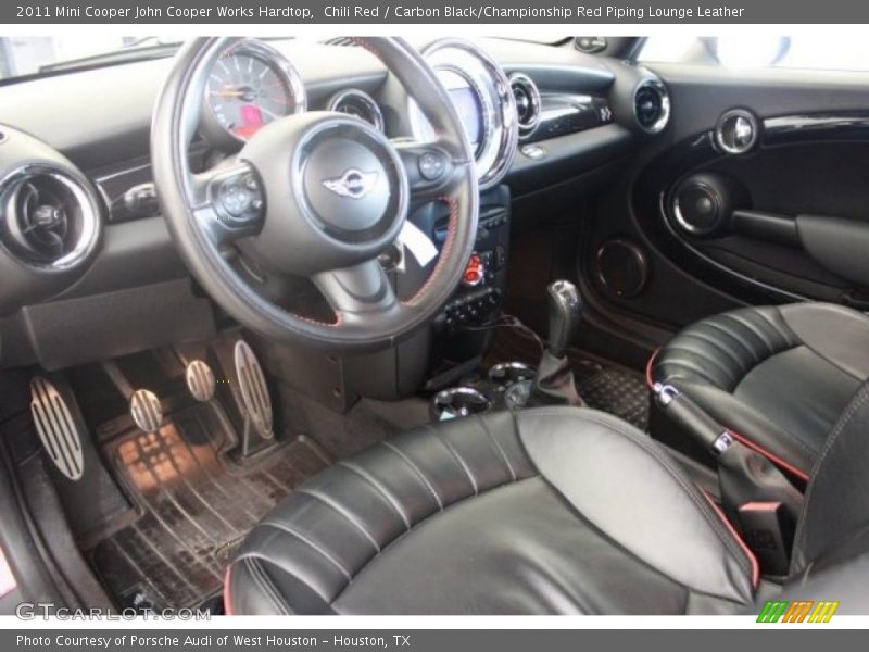 Carbon Black/Championship Red Piping Lounge Leather Interior - 2011 Cooper John Cooper Works Hardtop 
