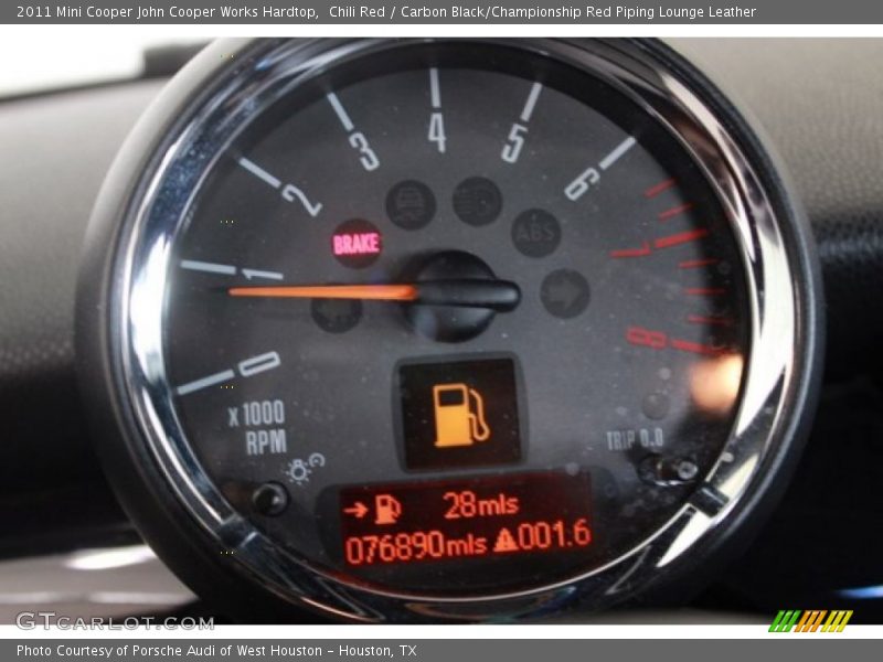 Chili Red / Carbon Black/Championship Red Piping Lounge Leather 2011 Mini Cooper John Cooper Works Hardtop