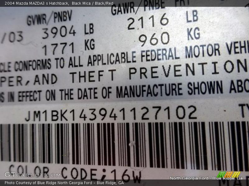 Black Mica / Black/Red 2004 Mazda MAZDA3 s Hatchback