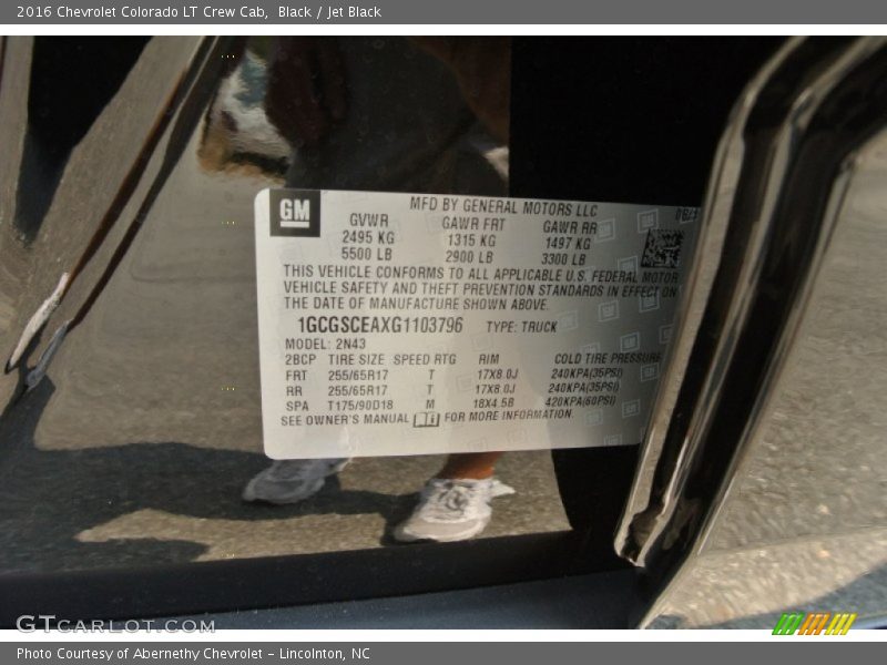Black / Jet Black 2016 Chevrolet Colorado LT Crew Cab
