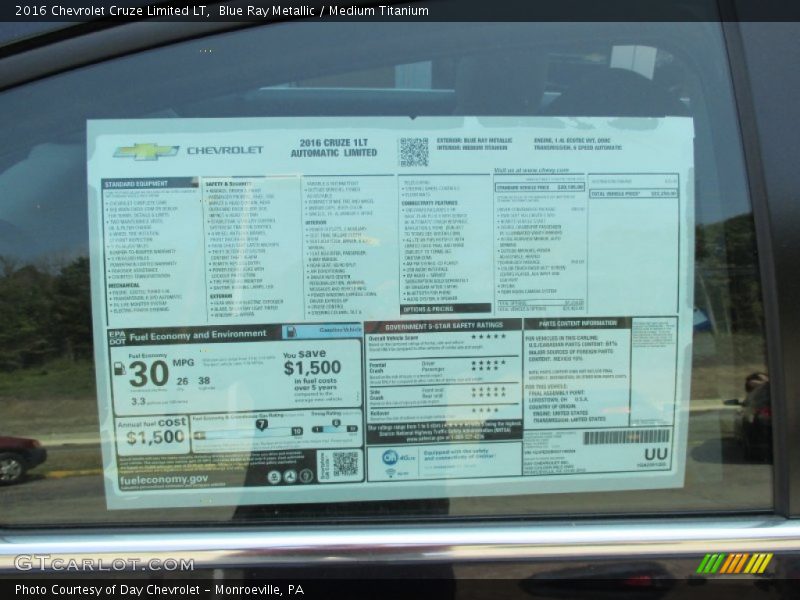 Blue Ray Metallic / Medium Titanium 2016 Chevrolet Cruze Limited LT