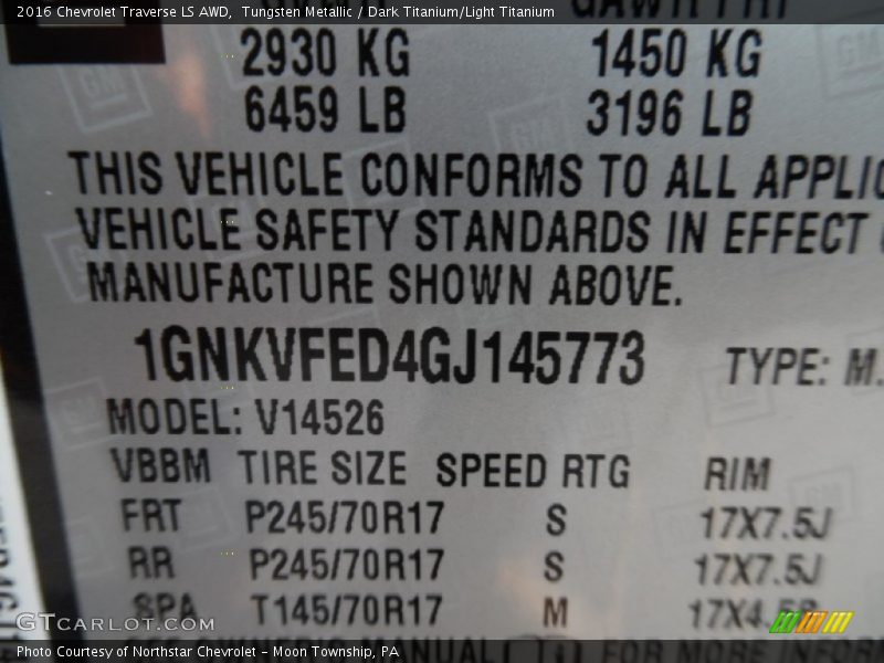 Tungsten Metallic / Dark Titanium/Light Titanium 2016 Chevrolet Traverse LS AWD