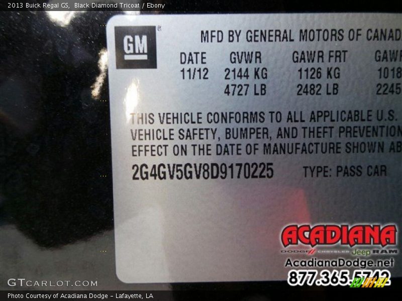 Black Diamond Tricoat / Ebony 2013 Buick Regal GS