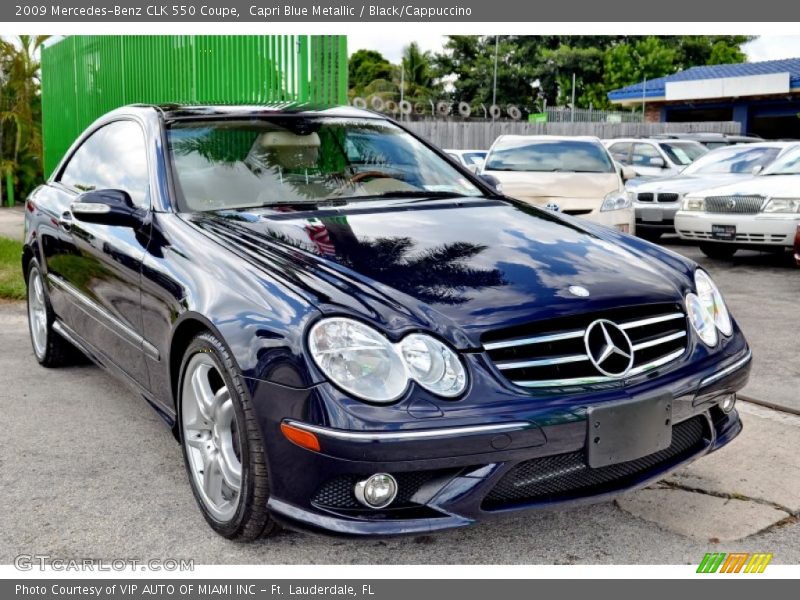 Capri Blue Metallic / Black/Cappuccino 2009 Mercedes-Benz CLK 550 Coupe