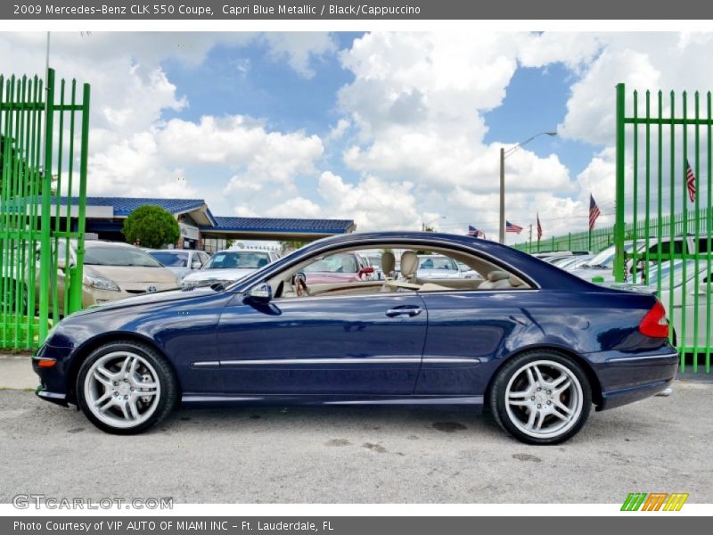 Capri Blue Metallic / Black/Cappuccino 2009 Mercedes-Benz CLK 550 Coupe