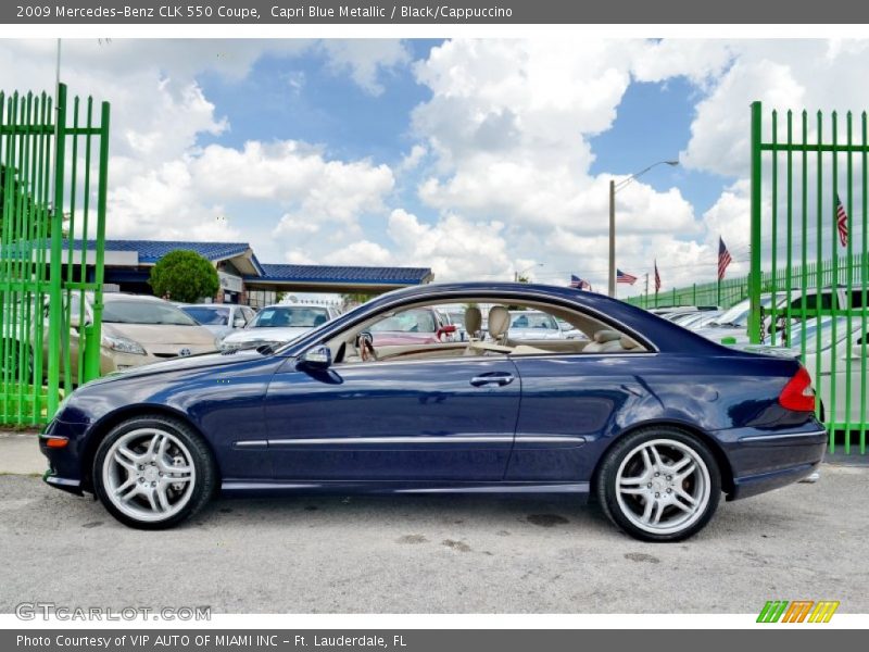 Capri Blue Metallic / Black/Cappuccino 2009 Mercedes-Benz CLK 550 Coupe