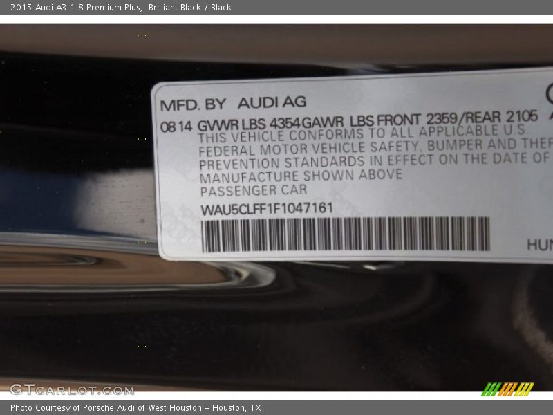 Brilliant Black / Black 2015 Audi A3 1.8 Premium Plus