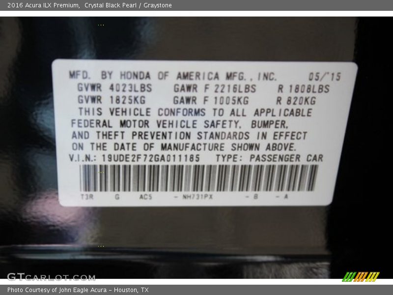 Crystal Black Pearl / Graystone 2016 Acura ILX Premium