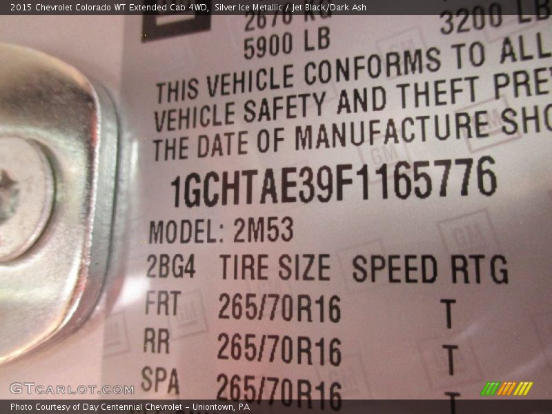 Silver Ice Metallic / Jet Black/Dark Ash 2015 Chevrolet Colorado WT Extended Cab 4WD