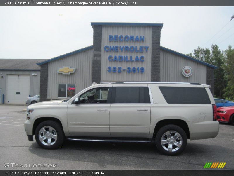 Champagne Silver Metallic / Cocoa/Dune 2016 Chevrolet Suburban LTZ 4WD