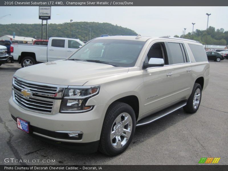 Champagne Silver Metallic / Cocoa/Dune 2016 Chevrolet Suburban LTZ 4WD