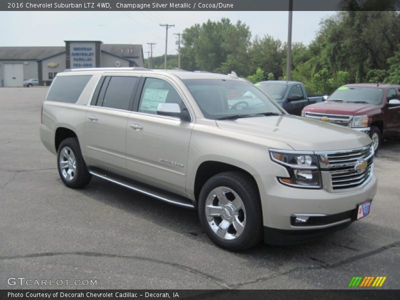Champagne Silver Metallic / Cocoa/Dune 2016 Chevrolet Suburban LTZ 4WD