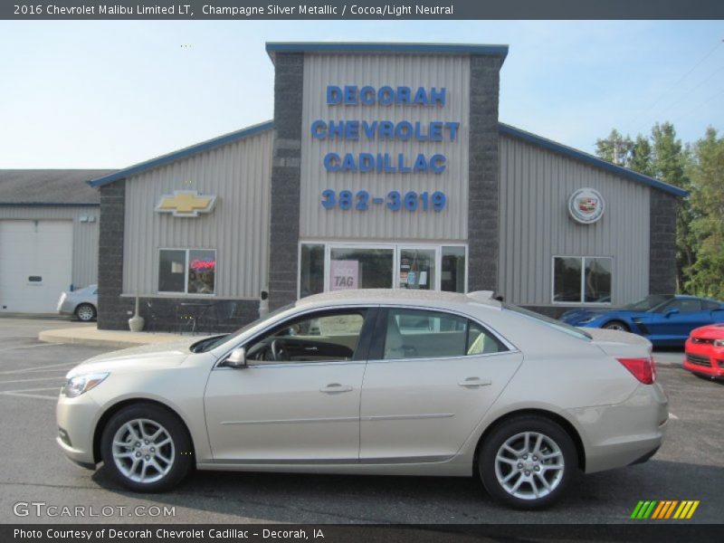 Champagne Silver Metallic / Cocoa/Light Neutral 2016 Chevrolet Malibu Limited LT