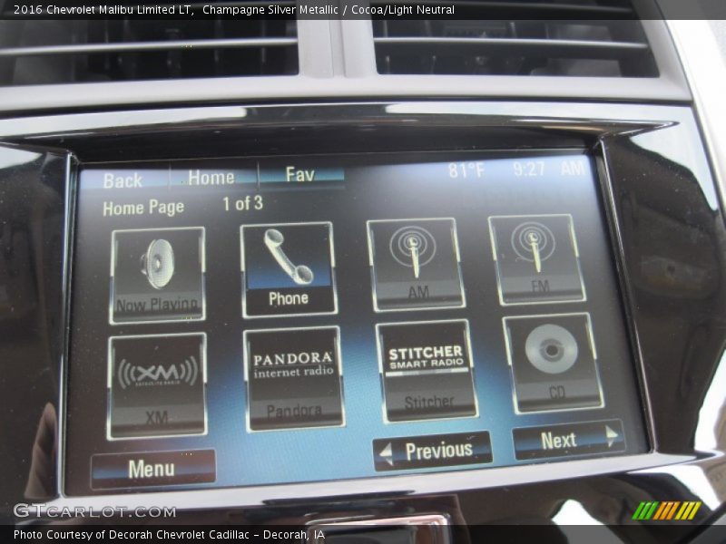 Champagne Silver Metallic / Cocoa/Light Neutral 2016 Chevrolet Malibu Limited LT
