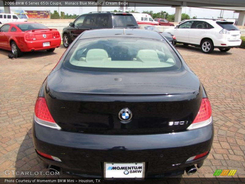 Monaco Blue Metallic / Cream Beige 2006 BMW 6 Series 650i Coupe