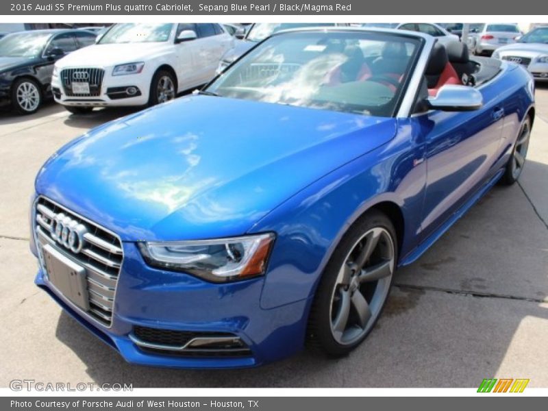 Sepang Blue Pearl / Black/Magma Red 2016 Audi S5 Premium Plus quattro Cabriolet