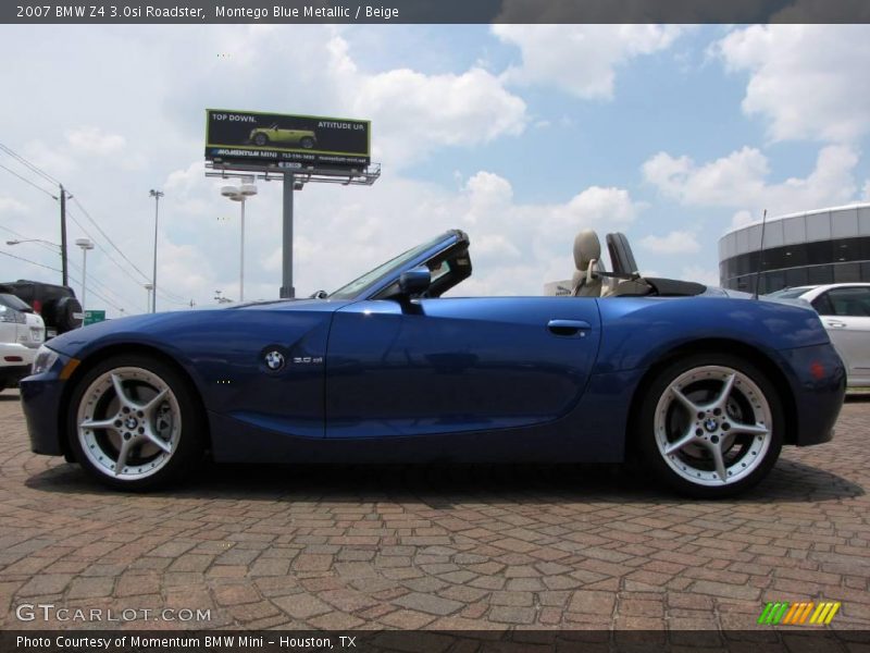 Montego Blue Metallic / Beige 2007 BMW Z4 3.0si Roadster