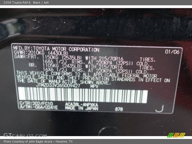 Black / Ash 2006 Toyota RAV4