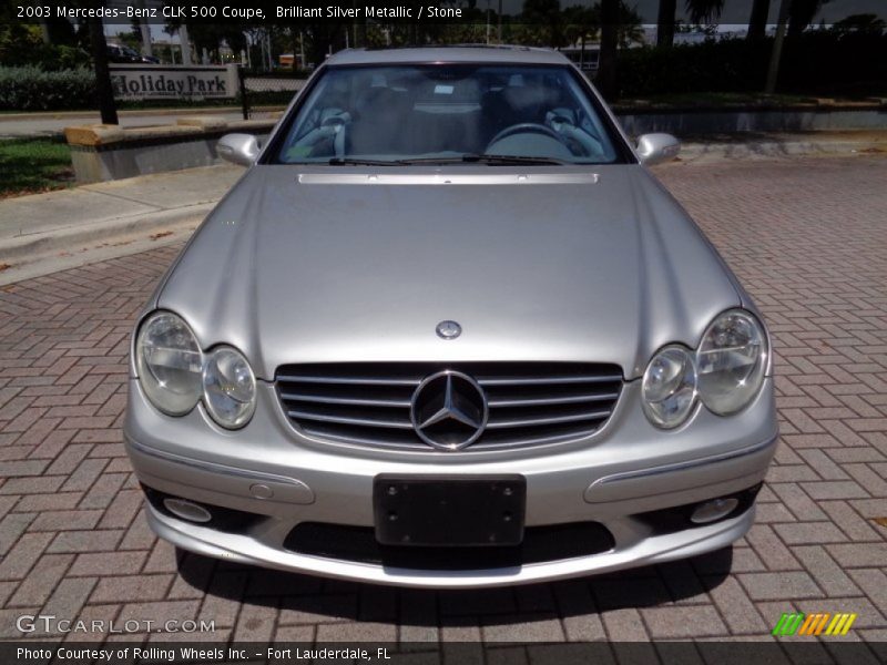 Brilliant Silver Metallic / Stone 2003 Mercedes-Benz CLK 500 Coupe