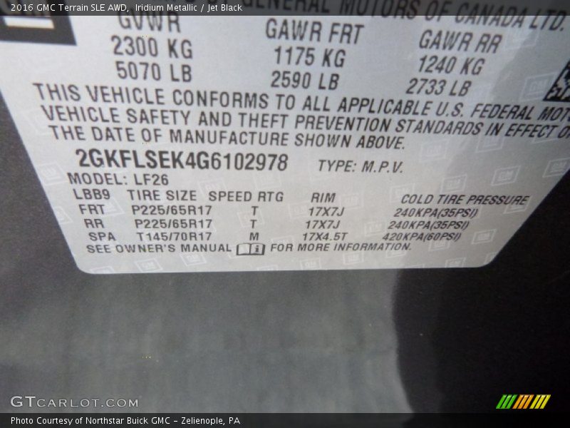 Iridium Metallic / Jet Black 2016 GMC Terrain SLE AWD