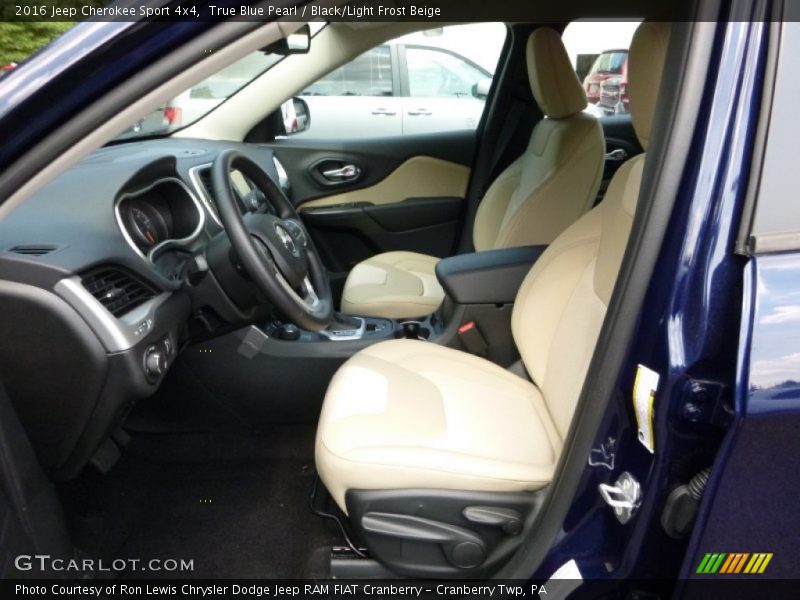 True Blue Pearl / Black/Light Frost Beige 2016 Jeep Cherokee Sport 4x4