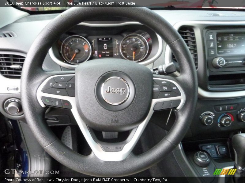 True Blue Pearl / Black/Light Frost Beige 2016 Jeep Cherokee Sport 4x4