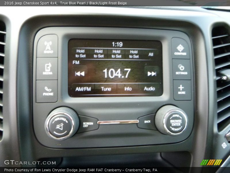 True Blue Pearl / Black/Light Frost Beige 2016 Jeep Cherokee Sport 4x4