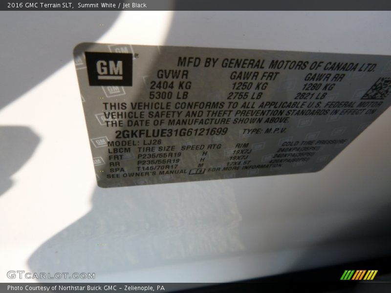 Summit White / Jet Black 2016 GMC Terrain SLT