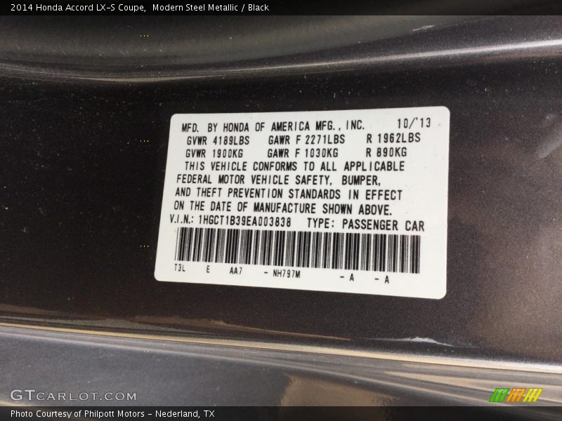 Modern Steel Metallic / Black 2014 Honda Accord LX-S Coupe