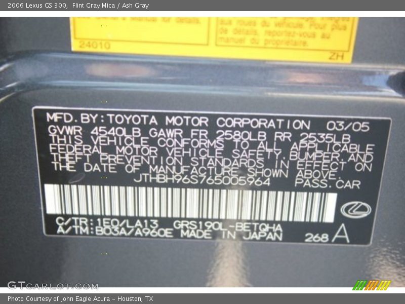 Flint Gray Mica / Ash Gray 2006 Lexus GS 300