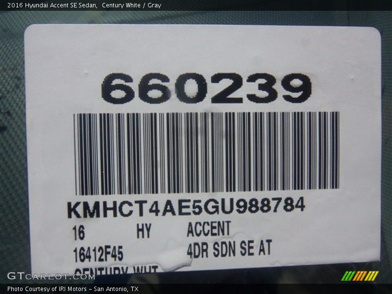 Century White / Gray 2016 Hyundai Accent SE Sedan