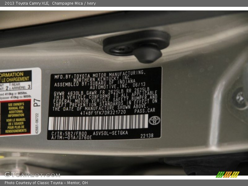 Champagne Mica / Ivory 2013 Toyota Camry XLE