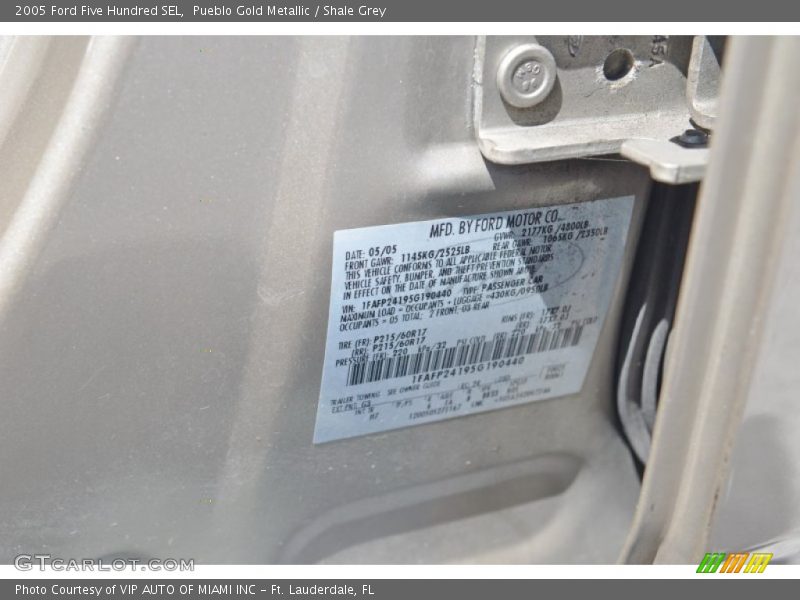 Pueblo Gold Metallic / Shale Grey 2005 Ford Five Hundred SEL