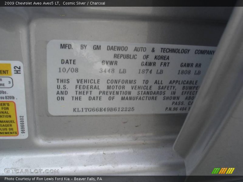 Cosmic Silver / Charcoal 2009 Chevrolet Aveo Aveo5 LT