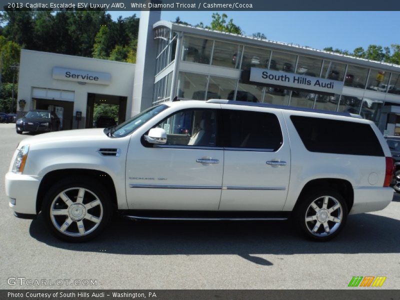 White Diamond Tricoat / Cashmere/Cocoa 2013 Cadillac Escalade ESV Luxury AWD
