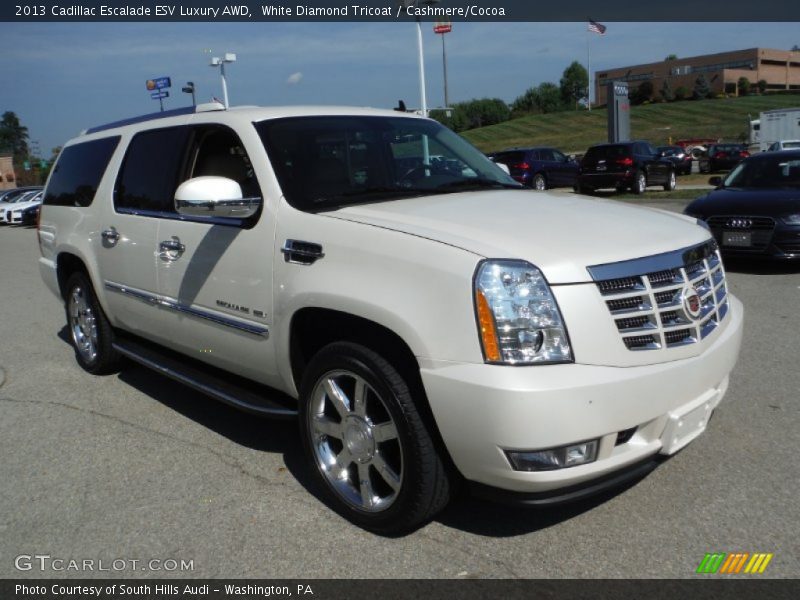 White Diamond Tricoat / Cashmere/Cocoa 2013 Cadillac Escalade ESV Luxury AWD