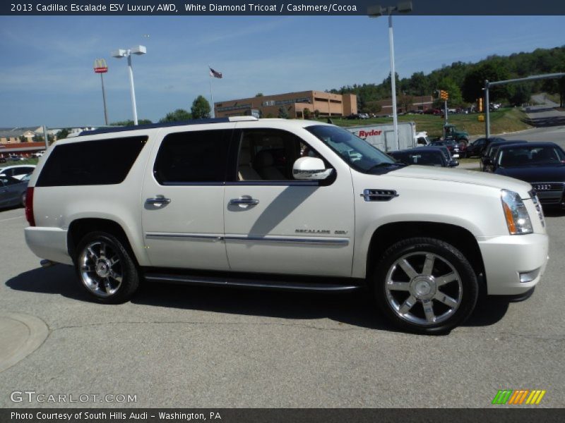 White Diamond Tricoat / Cashmere/Cocoa 2013 Cadillac Escalade ESV Luxury AWD